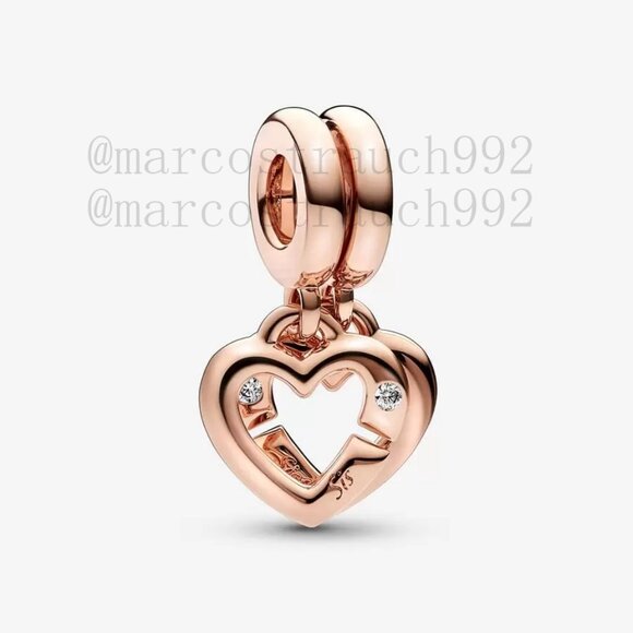 Pandora Linked Sister Hearts Split Dangle Charm - Picture 1 of 5